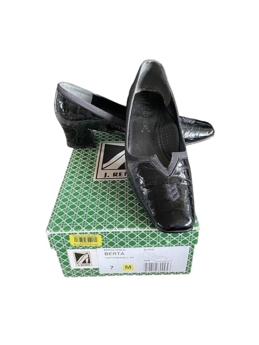 J. Renee black tortoise shell pattern heels sz 7